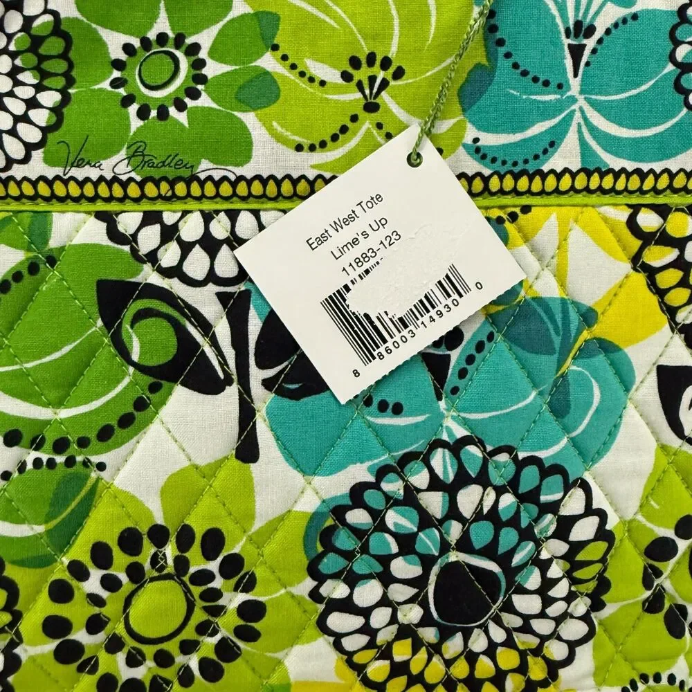 Vera Bradley Tote Bag‎ East West Limes Up Floral Quilted Boho Hippie Bag